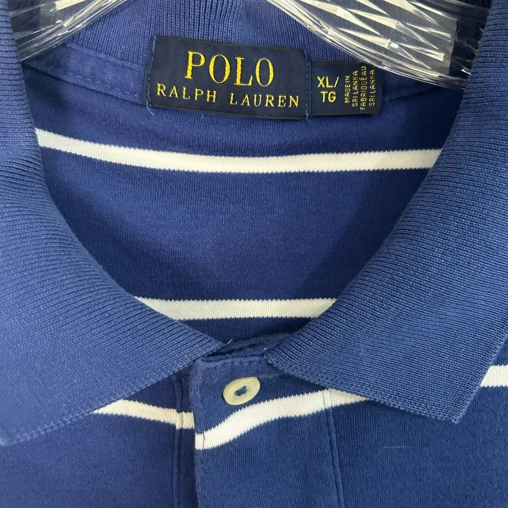 Ralph Lauren Blue and White Striped Polo Shirt